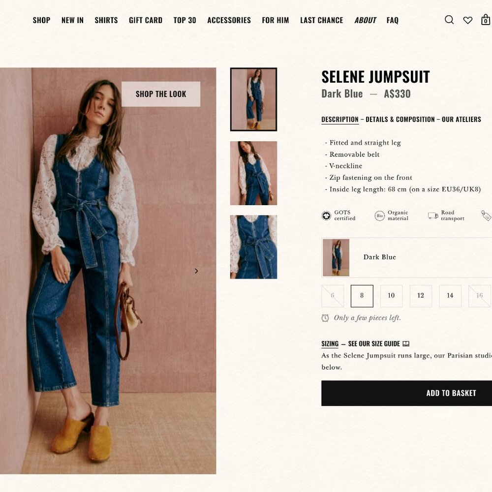 SEZANE Selene Jean Jumpsuit